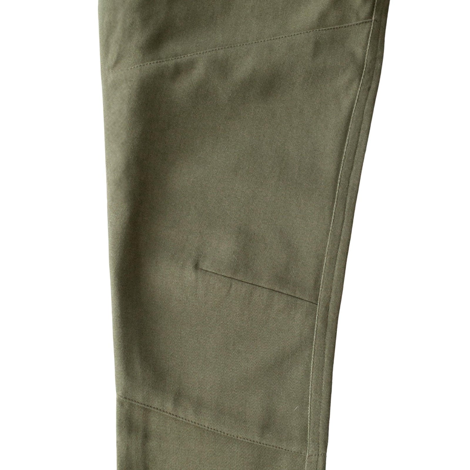 Olive green kids pants detail with pocket, durable stitching, sustainable Jackalo clothing