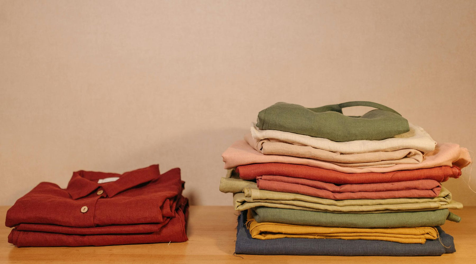 a pile of folded clothes