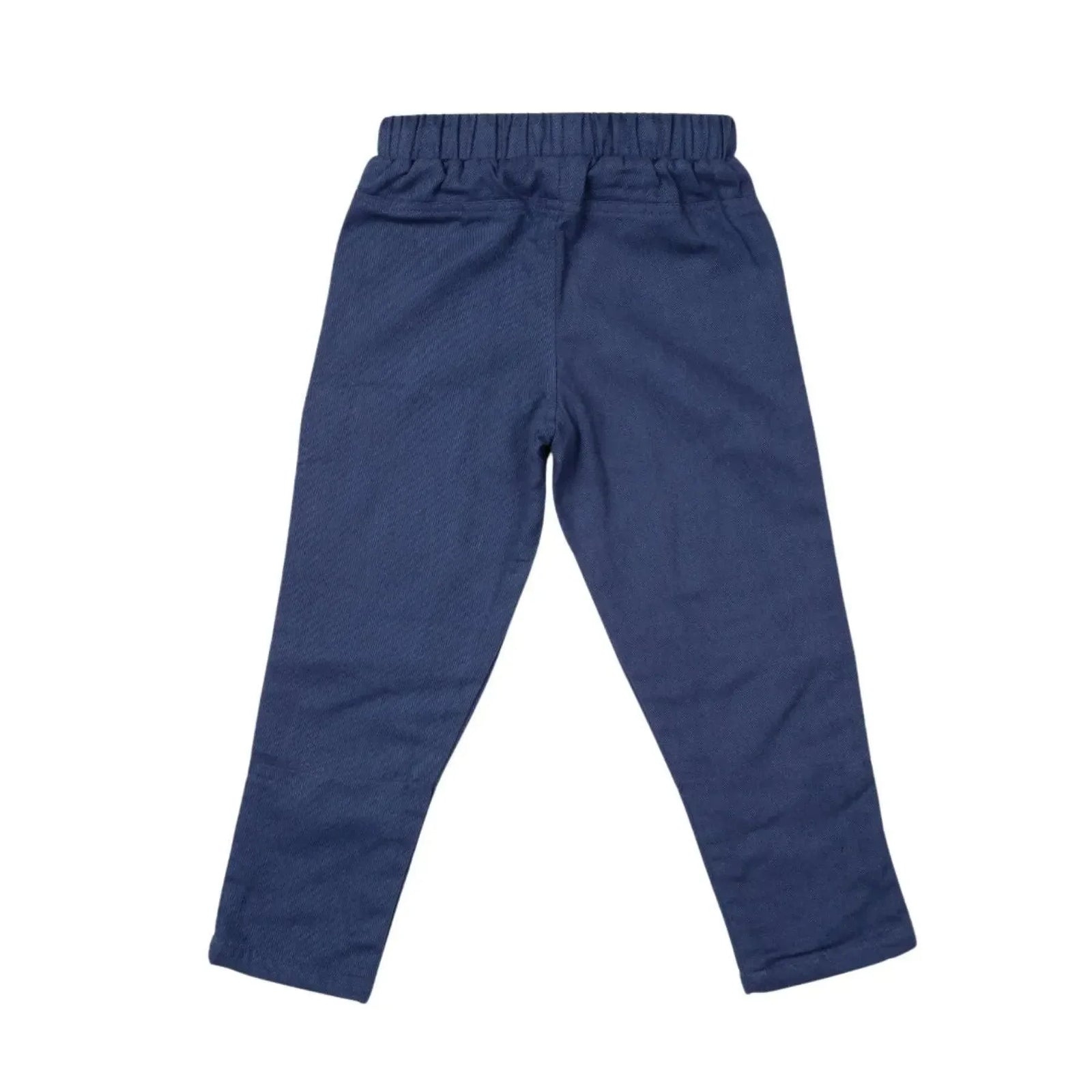 Navy blue kids pants with elastic waistband from Jackalo, sustainable children's clothing