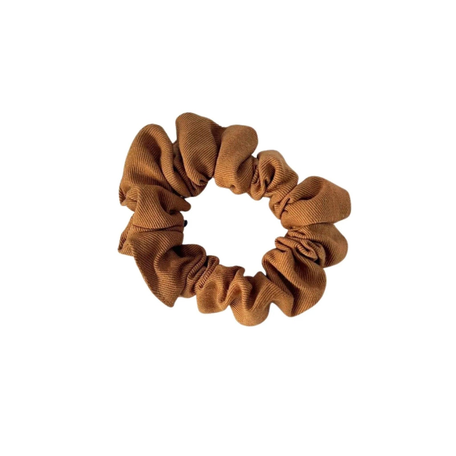 Brown classic hair scrunchie on white background, sustainable kids accessory from Jackalo