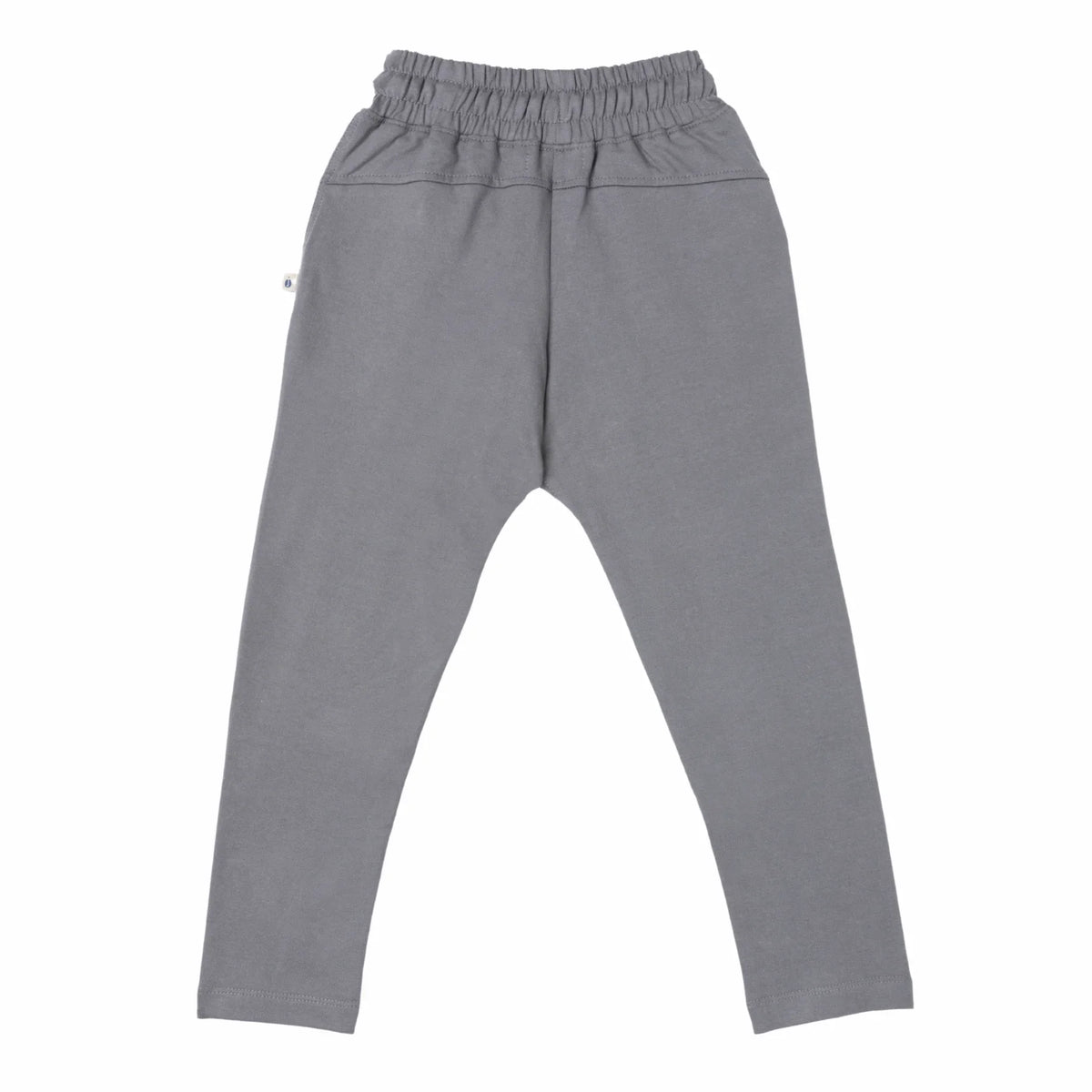 Jackalo kids' gray pants rear view, sustainable, comfortable clothing for active children