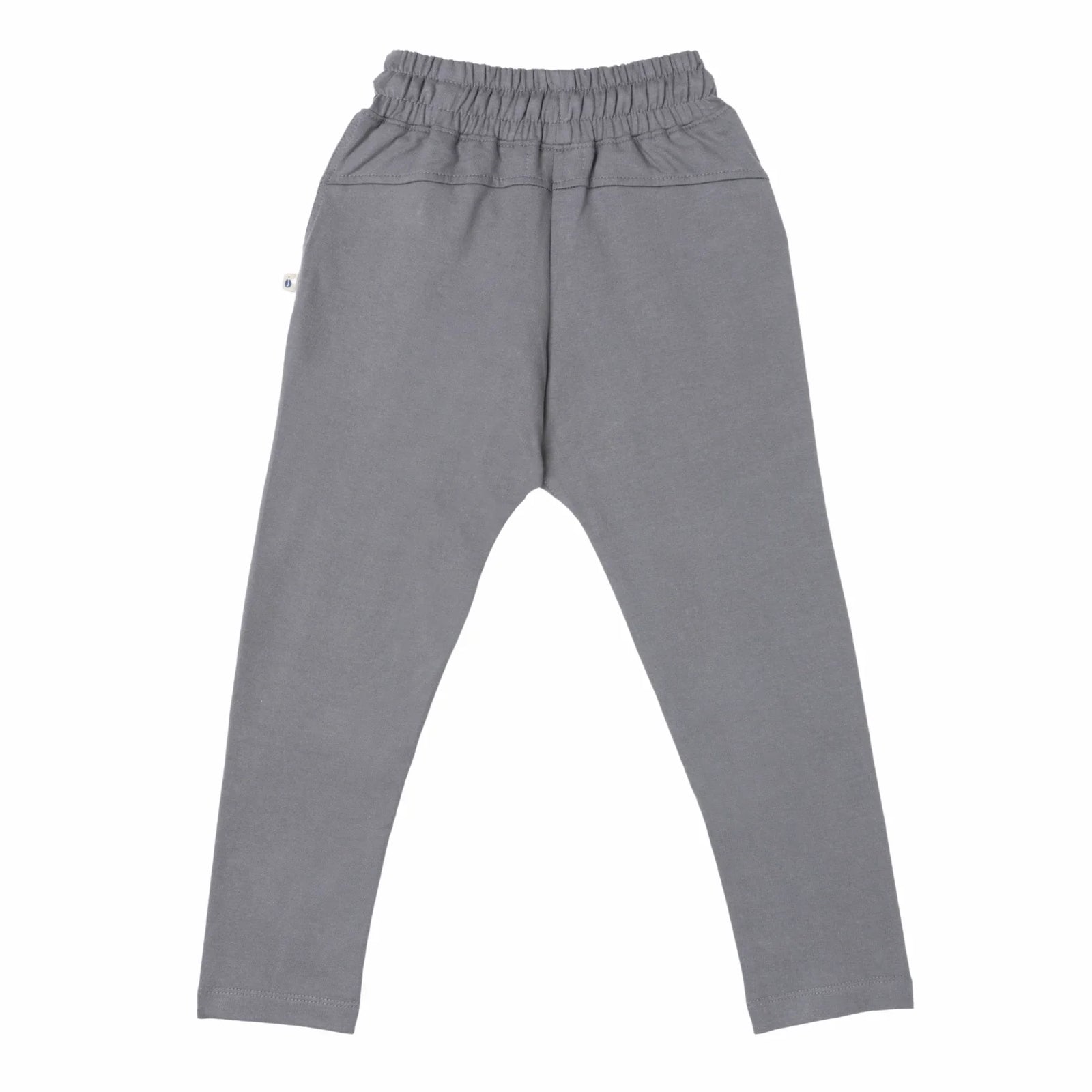 Jackalo kids' gray pants rear view, sustainable, comfortable clothing for active children
