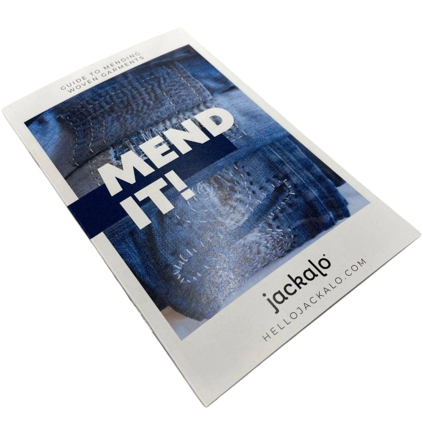 Jackalo Mend It Guide cover showing denim patch repair, sustainable kids clothing focus