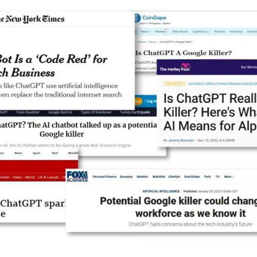 Screenshots of ChatGPT Google Killer articles