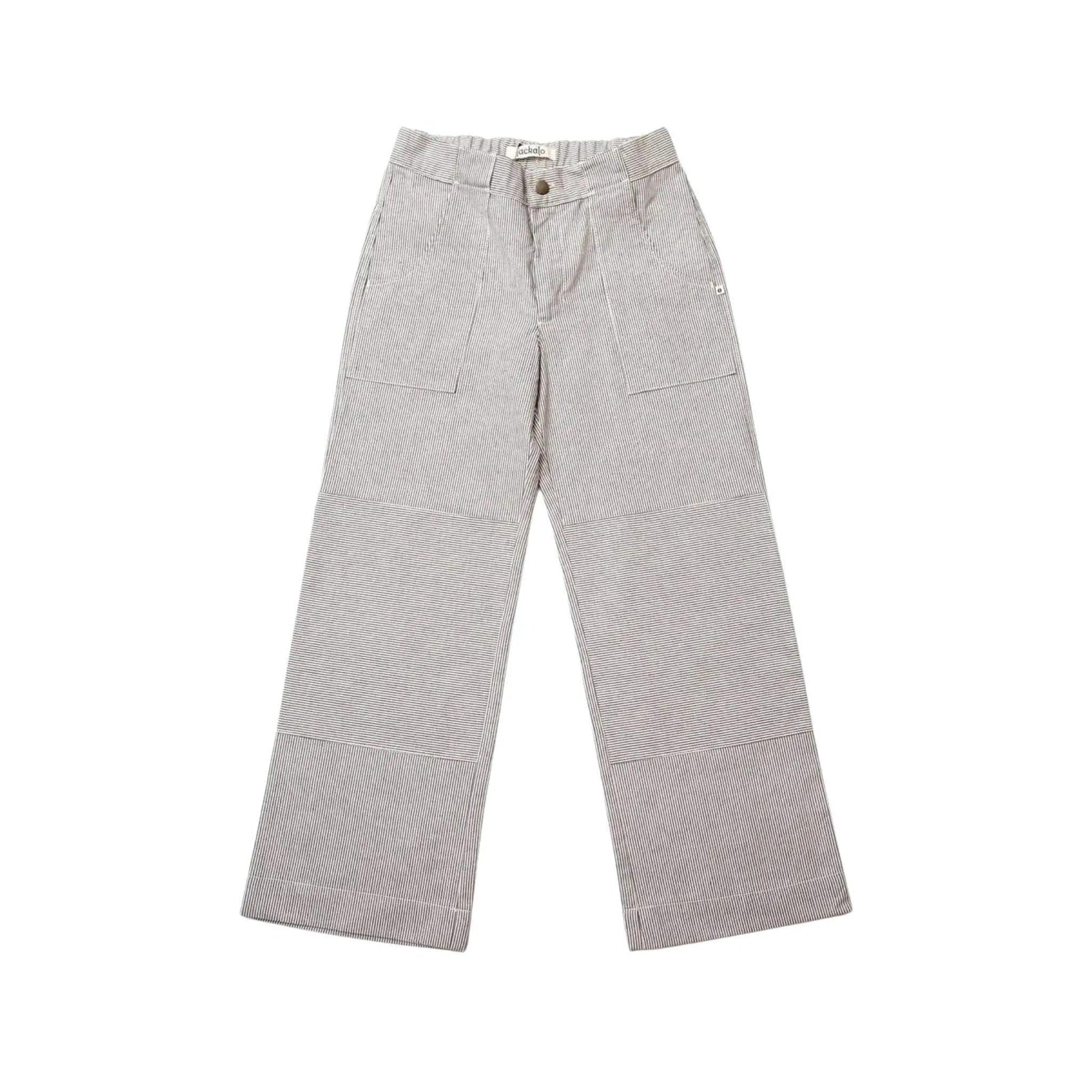 Jackalo kids striped grey Charlie pants with front pockets, sustainable children's clothing