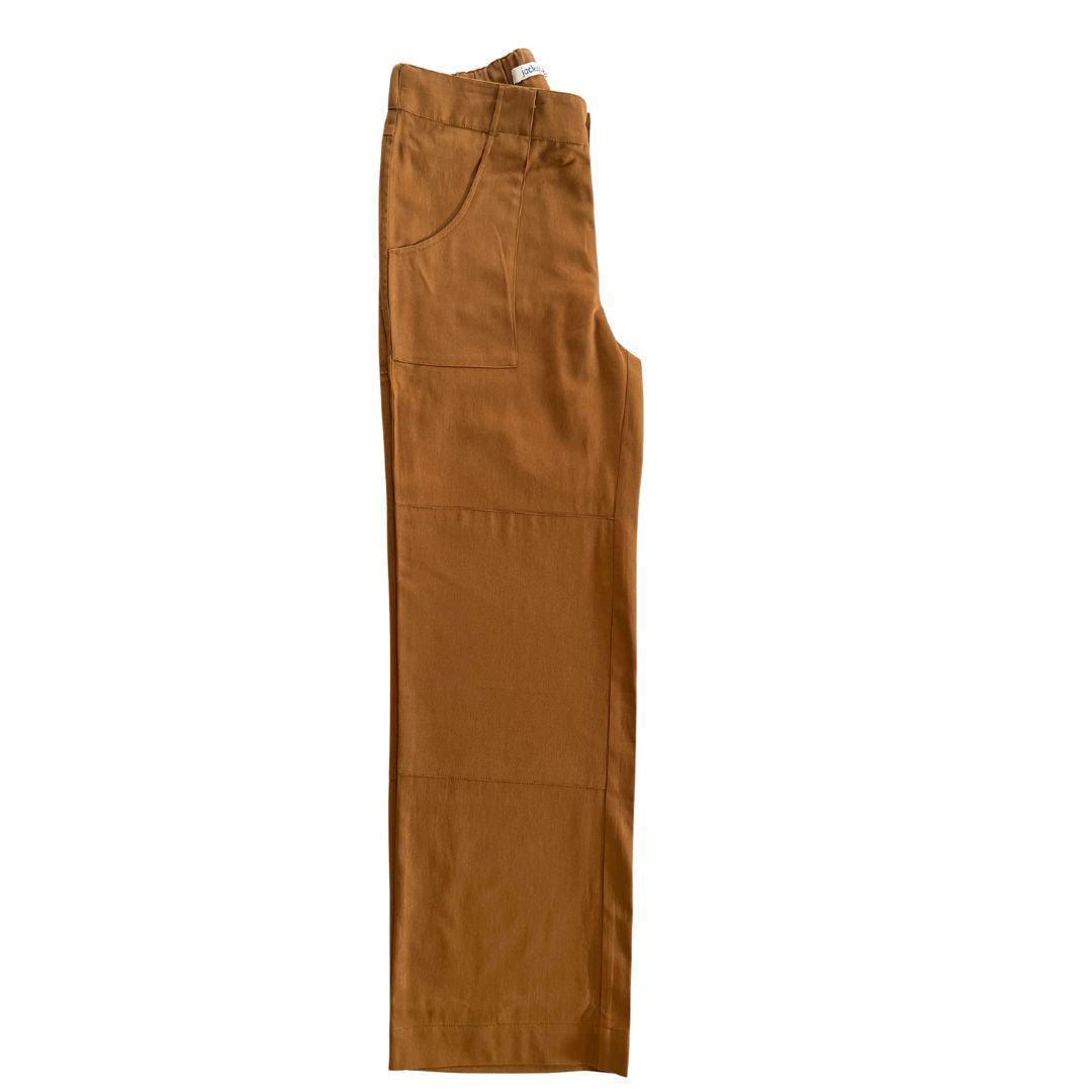 Acorn brown women's Charlie pants by Jackalo, sustainable kids clothing, front view